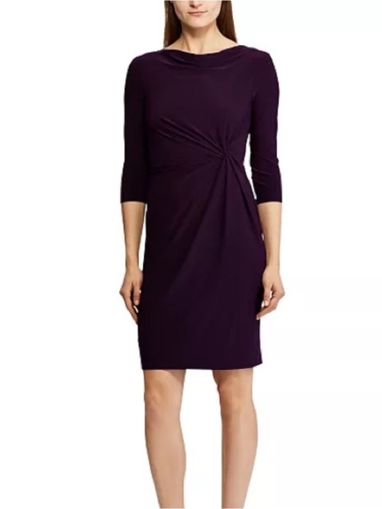 Lauren Ralph Lauren Dresses & Skirts - LAUREN Ralph Lauren Petite Twisted-Knot Jersey Dark Purple Dress 0P